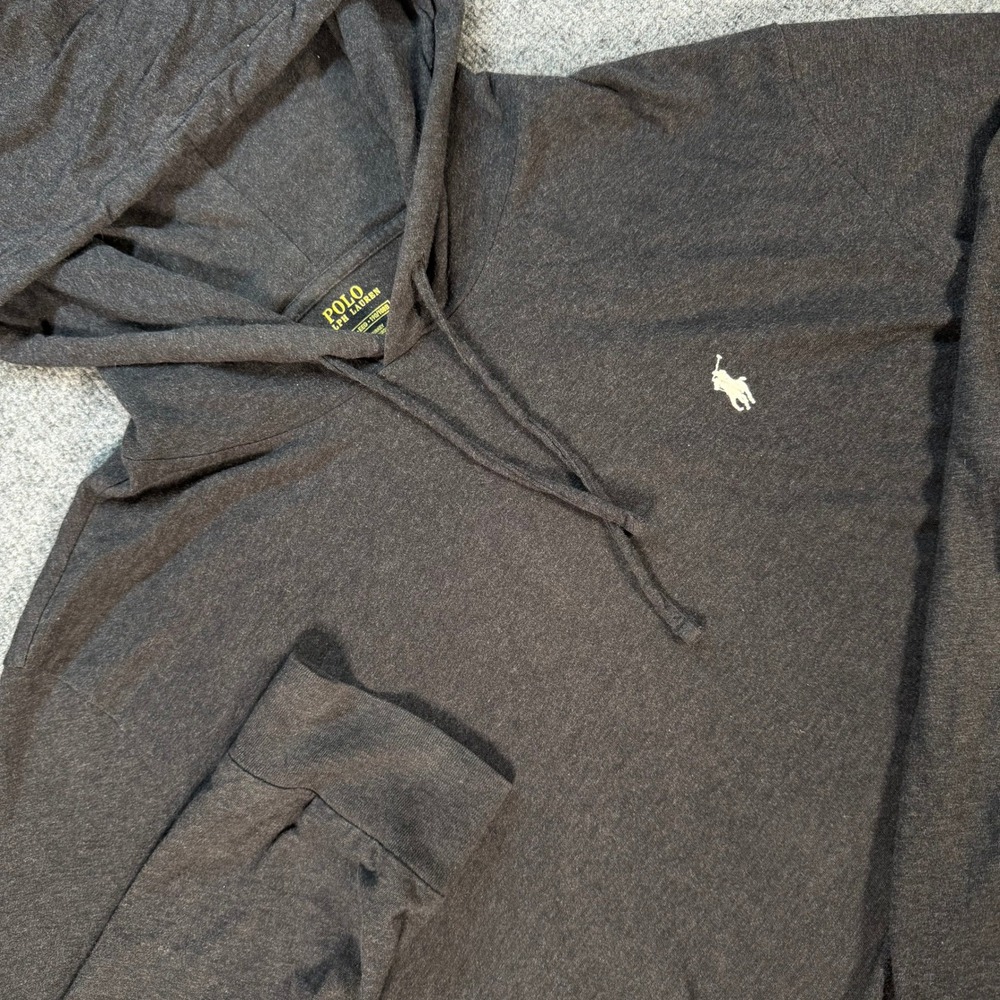 Polo Ralph Lauren Mens XXL Gray Heather Cotton Long Sleeve Hooded T-Shirt #4740